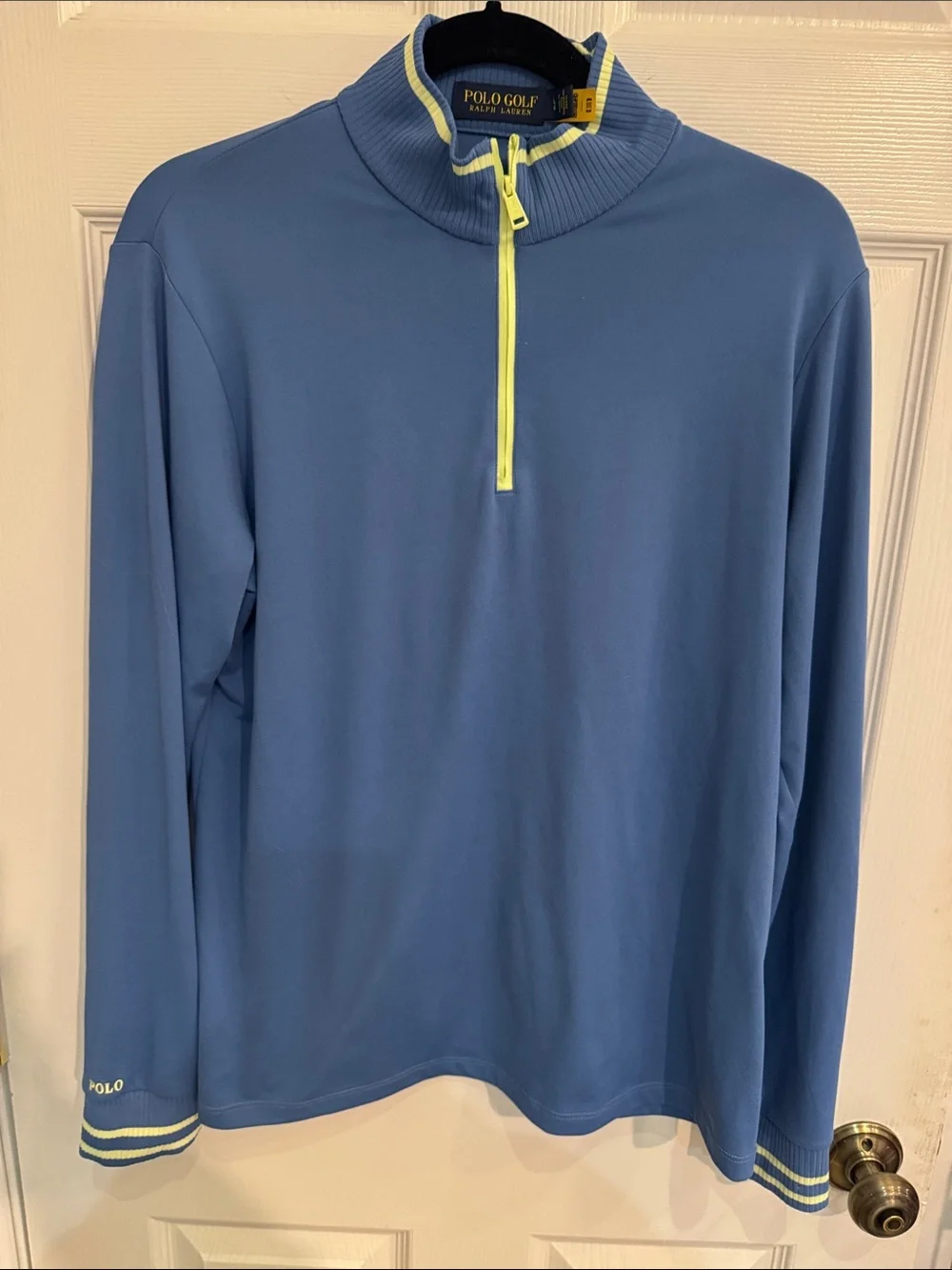 Polo by Ralph Lauren Blue Long Sleeve Quarter-Zip with Yellow Trim polo golf W - Picture 1 of 5